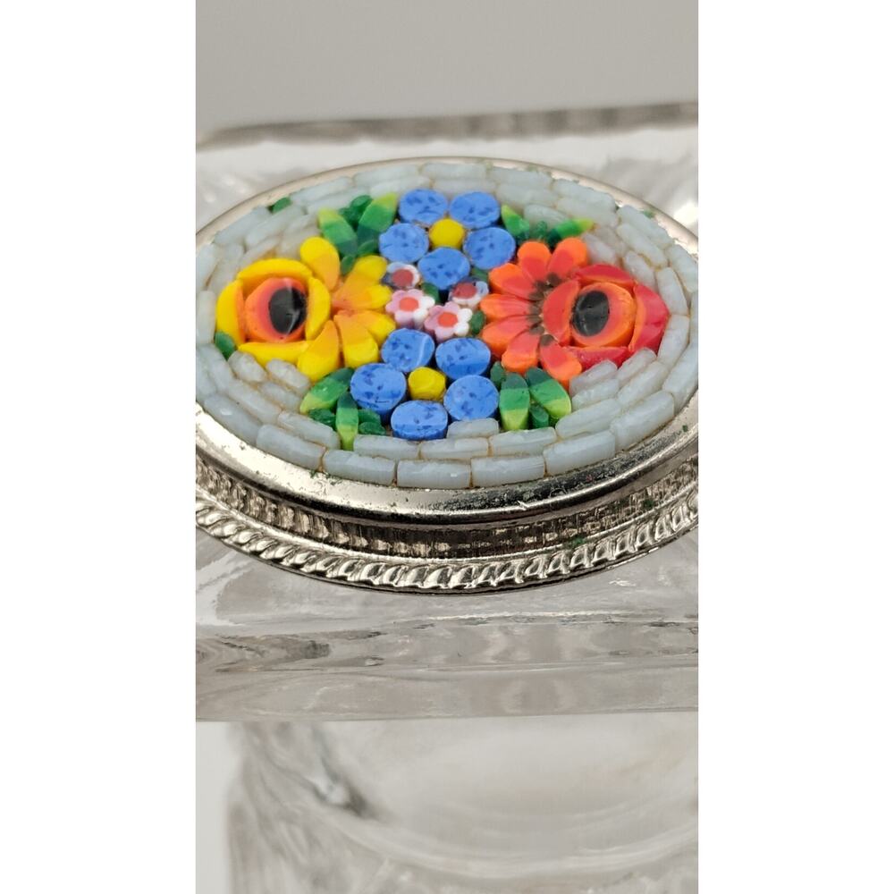 Vintage Italian Micro Mosaic Floral Oval Brooch Pin - Picture 2 of 4